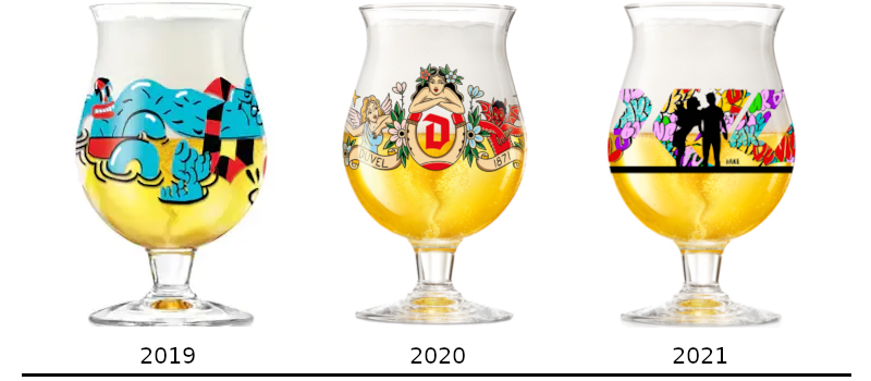 Duvel Collection bierglazen 2019, 2020 en 2021